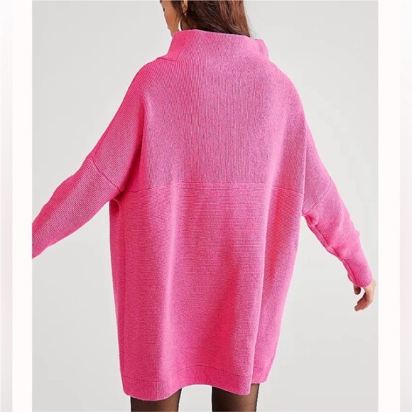 NWT Free People Ottoman Oversized Slouchy Ribbed Knit Raspberry Rose Pink Small - Picture 5 of 16